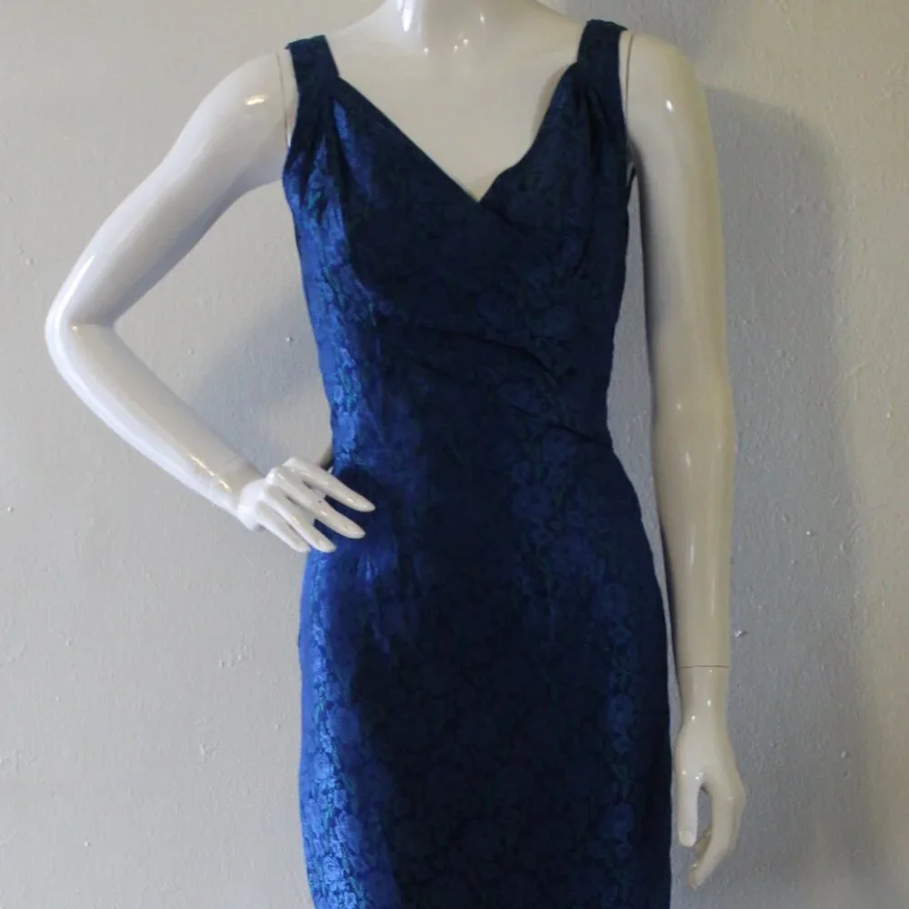 Blue Vintage 1950s Vintage Brocade Dress - Picture 5 of 9